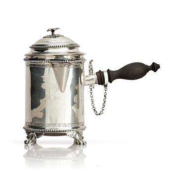 262. Petter Eneroth, mjölkkanna med lock, silver, Stockholm 1785. Gustaviansk.