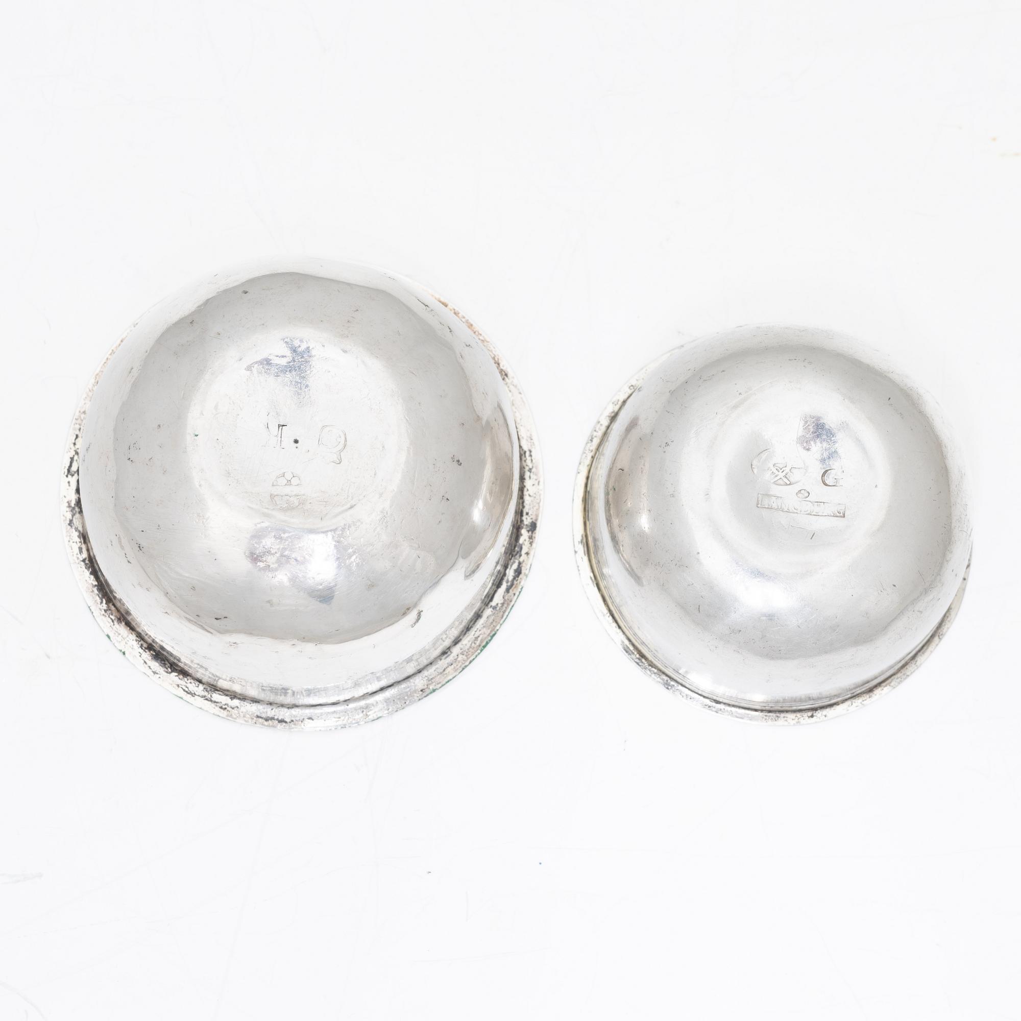 Two Swedish 18th century parcel-gilt silver tumbler, marks of Anders Hafrin, Gothenburg and Hans Langberg, Söderhamn.