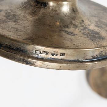 A pair of silver candelabra, MGAB, Uppsala 1951.