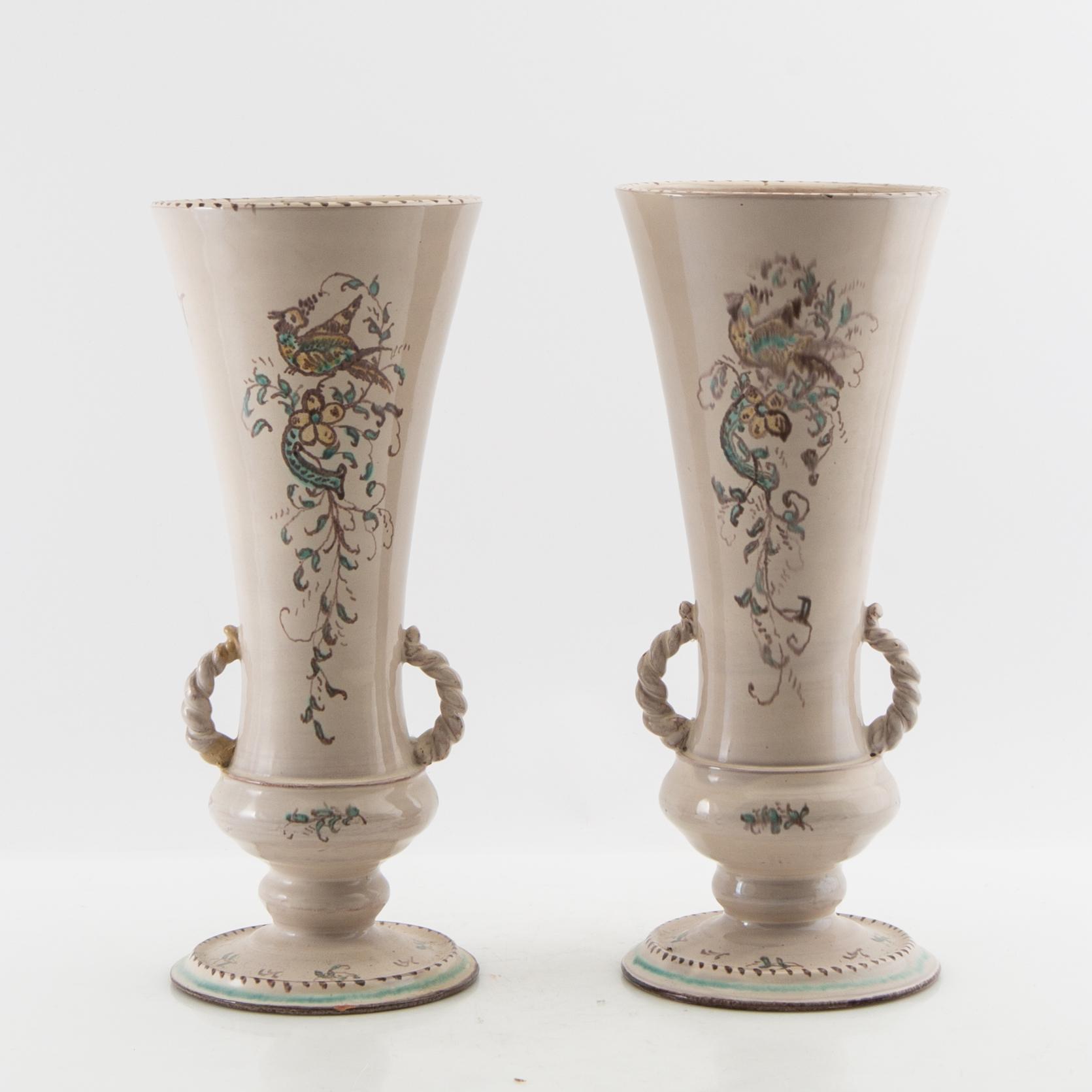 Vases a pair of Gabriel faience Gefle 1920s faience.