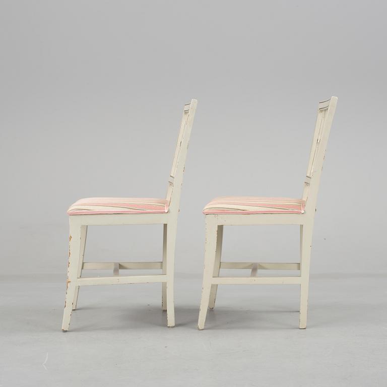 A pair of Swedish Gustavian chairs by Anders Andersson, signed AAS, Lindome from around year 1800.