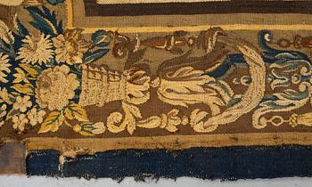 A tapestry, "Verdure", tapestry weave, "entre-fenêtre", Aubusson around 1700-first half of the 18th century.