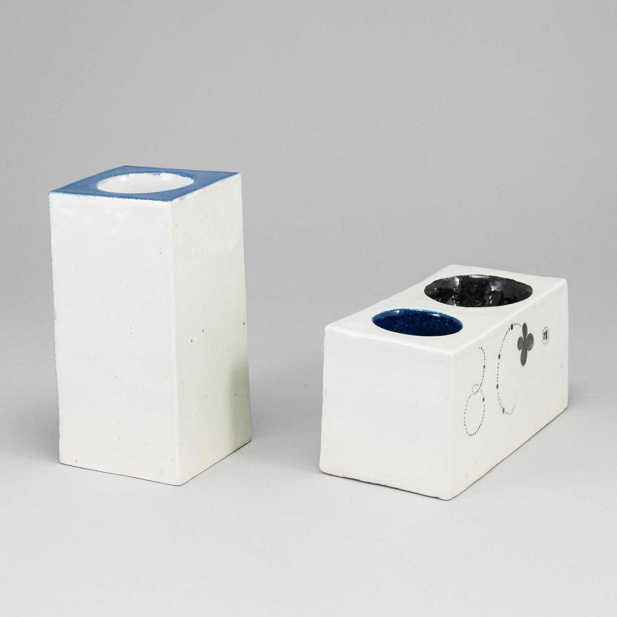 SYLVIA LEUCHOVIUS, two stoneware sculptures/ vases, Rörstrand, Sweden.