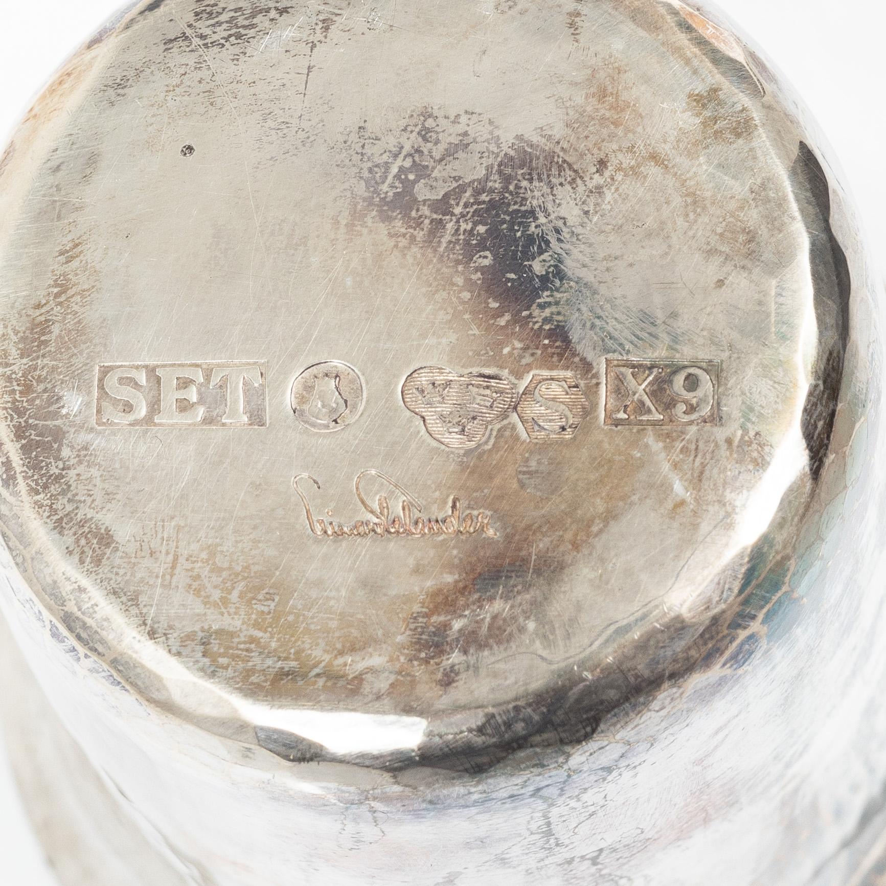 Einar Telander, Bägare, ett par, silver, i etui, Einar Telander Silversmedja, Stockholm 1972.