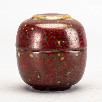 An fyance jar with lid by Hans Hedberg, Biot, France.