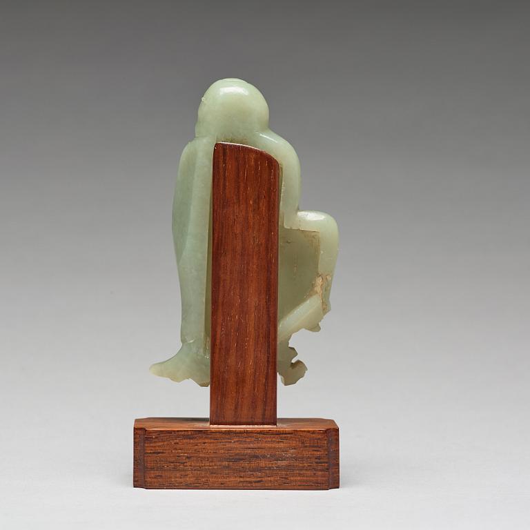 A finely carved nephrite sculpture of an immortal, Qing dynasty, probably Qianlong (1736-95).