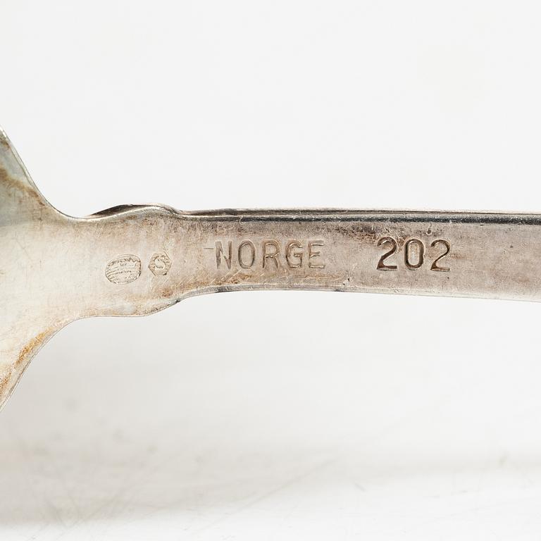 Eleven silver coffee spoons and twelve silver cake forks, model 'Lillemor', Norway, 20th century.