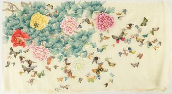 A Chinese silk painting, 20th century.