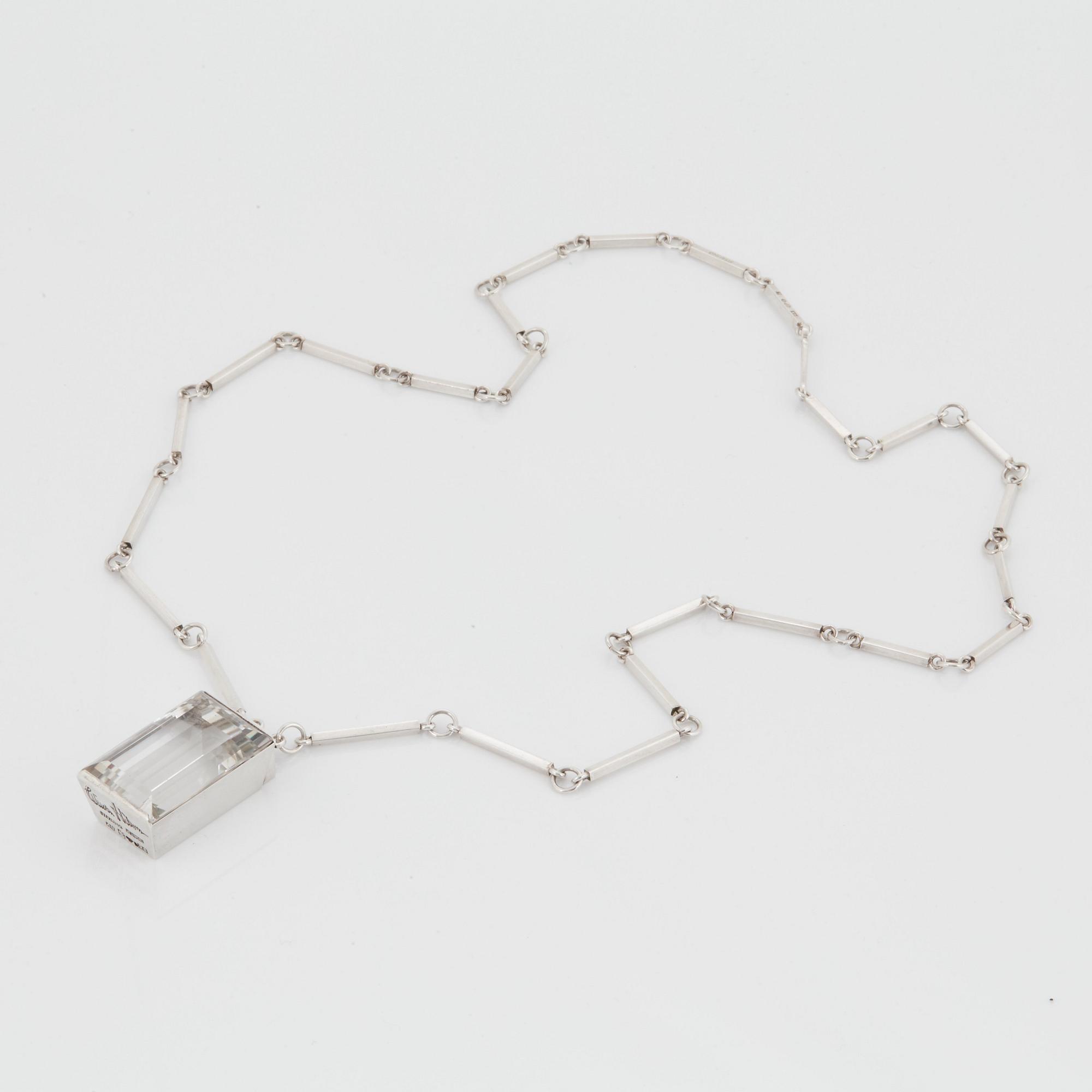 Wiwen Nilsson, a sterling necklace with a rock crystal pendant, Lund, Sweden 1943.