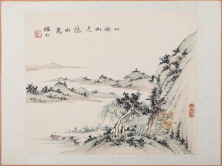 OKÄND KONSTNÄR, mapp med 10 st, gouacher, Japan/Kina, 1900-talets första hälft.