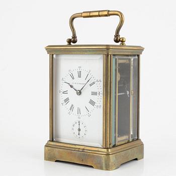 A brass carriage clock, G.W. Linderoth, circa 1900.