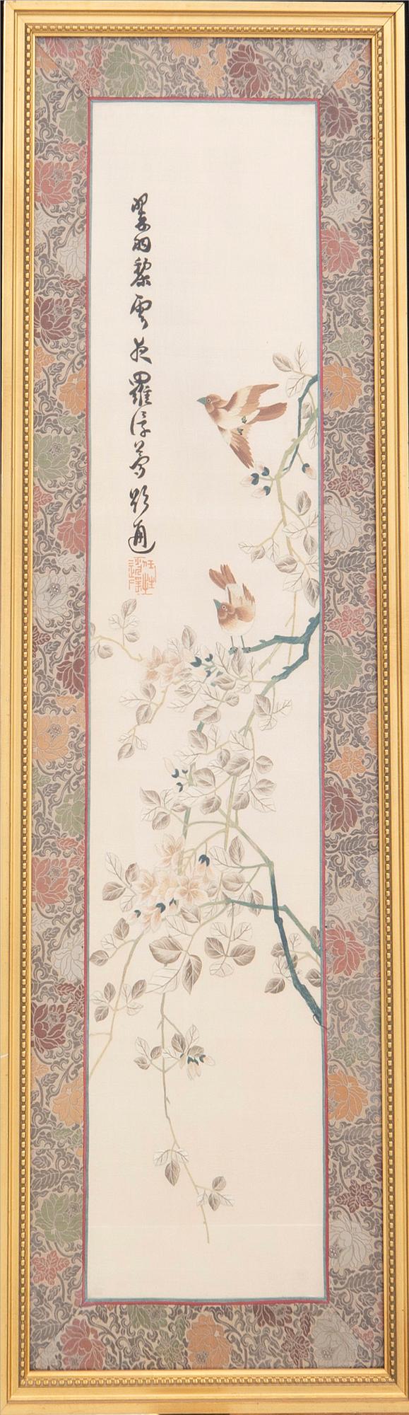 Okänd konstnär, broderi, två st Kina, 1900-tal.