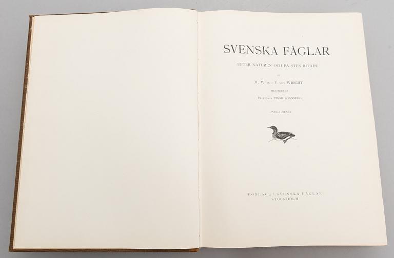 Books, 3 vol, "Svenska Fåglar", M,W & F von Wright. 1924 and 1929 Stockholm.