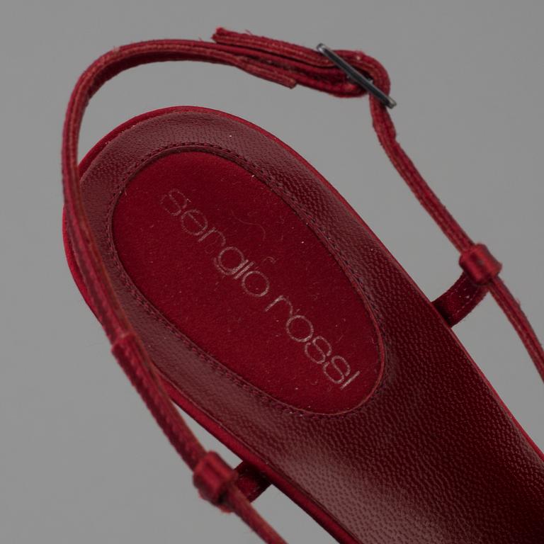 Red silk slingbacks by Sergio Rossi.