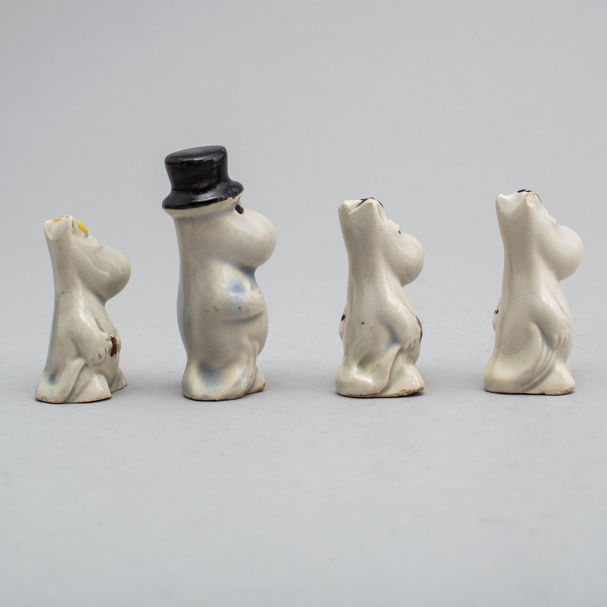 SIGNE HAMMARSTEN-JANSSON, muminfigurer 9 st, keramik, Arabia 1950-tal.