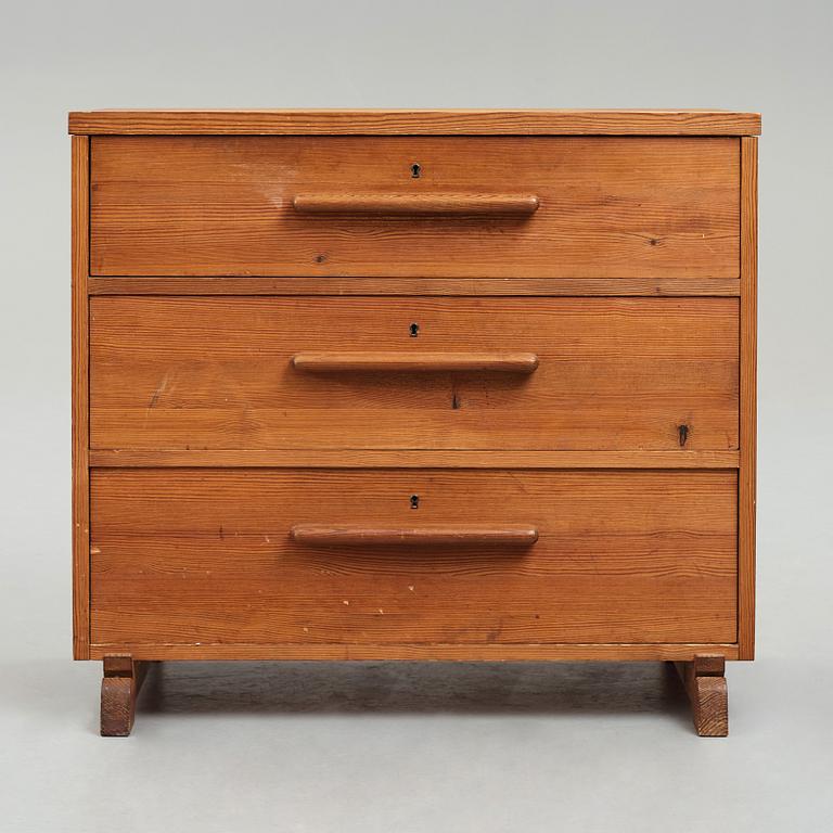 Axel Einar Hjorth, a "Sport" stained pine chest of drawers, Nordiska Kompaniet, Sweden 1930's.