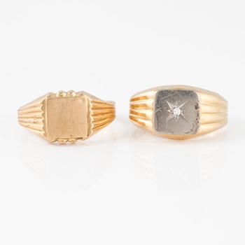 RINGAR, 2 st, med en åttkantslipad diamant 0.01 ct.