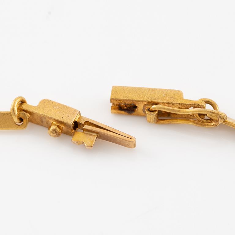 Björn Weckström, necklace 14K gold with stone/rock, for Lapponia Finland 1986.