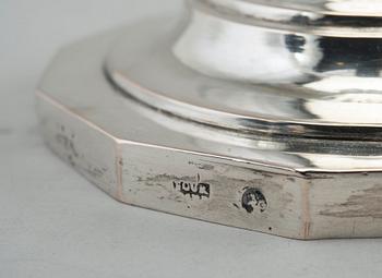 KYNTTELIKKÖPARI, 875 hopeaa. Sveitsi 1800 l. loppu Korkeus 47 cm. Paino kipsitäytteineen 2660 g.