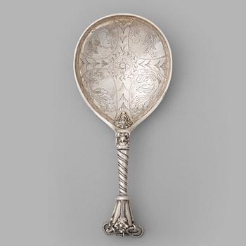 A Swedish 18th century silver spoon, mark of Conrad Heitmüller, Nyköping (1735-1779(-80)).