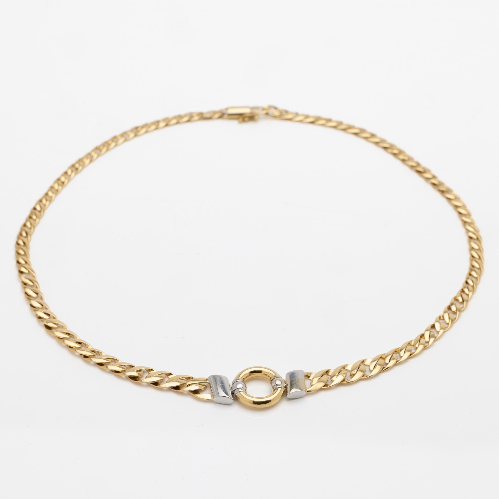 18K gold necklace with diamonds.