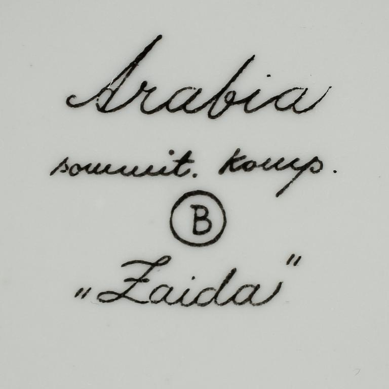 MOCCAKOPPAR, 12 st, porslin, Arabia, "Zaida", "Hillevi", "Milla", "Leila", "Asta" resp "Eira", 1900-talets senare hälft.