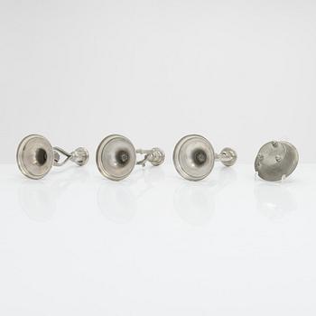 Paavo Tynell, ljusstakar, ett par modell 8025, ljusstake 8022, och skål, Taito, 1920/30-tal.