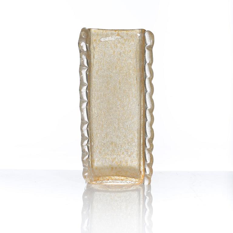 attributed to, a square glass vase, Murano Italy mid 20thC.