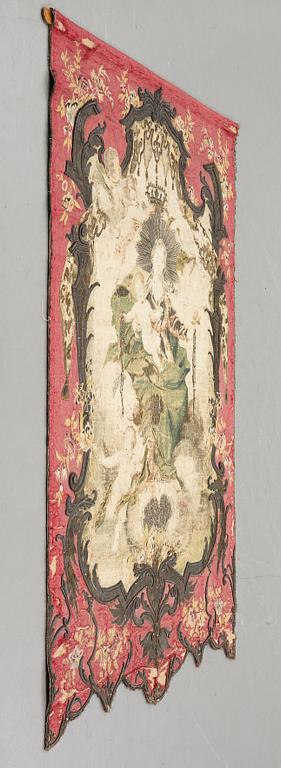 A European 18th century procession banner, ca 203 x 137 cm.