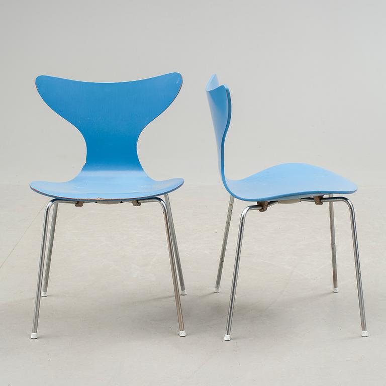 STOLAR, 6 stycken, "Liljan", Arne Jacobsen, 1970-tal.