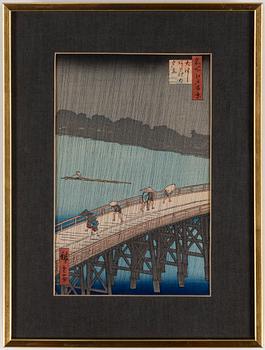 ANDO UTAGAWA HIROSHIGE (6), UTAMARA, and SHARAKU (2) colour woodblock prints. Japan, 20th century.