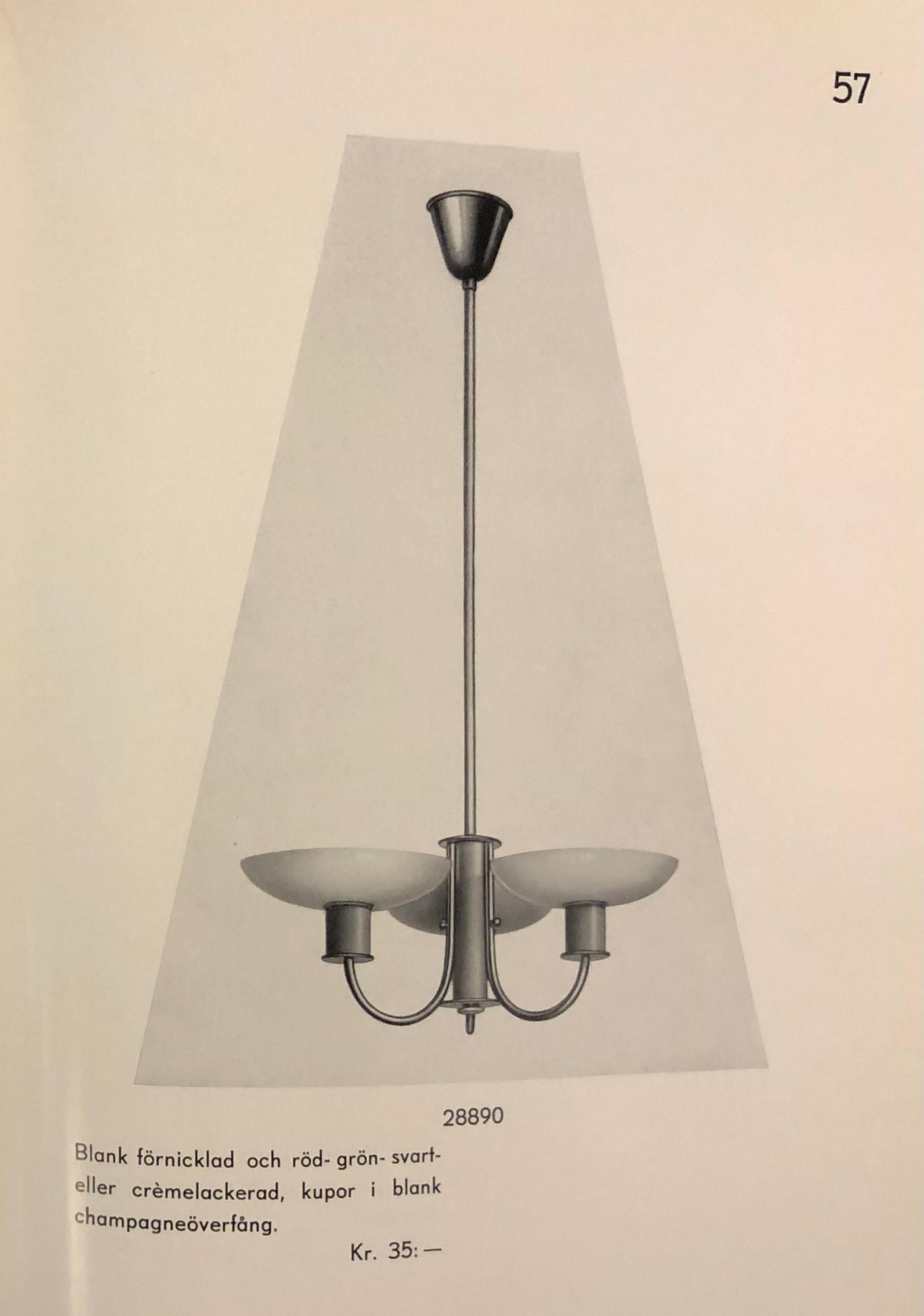 Erik Tidstrand, taklampa, modell "28890", Nordiska Kompaniet, 1930-40-tal.