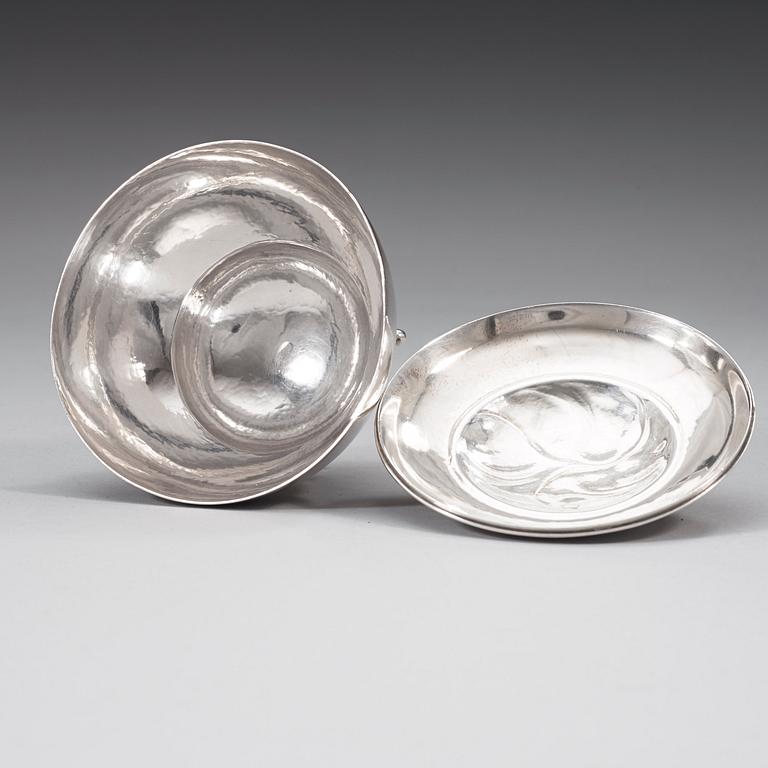 A Georg Jensen lidded bowl 'Blossom' design nr 126, Copenhagen ca 1915-21.