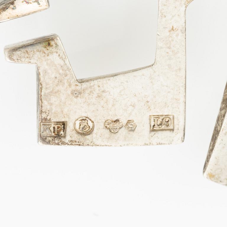 PA Lundahl-Terrs, a crown, two bracelets, a brooch, a earring, and a pendant, silver, Stockholm and Växjö, among others 1961.