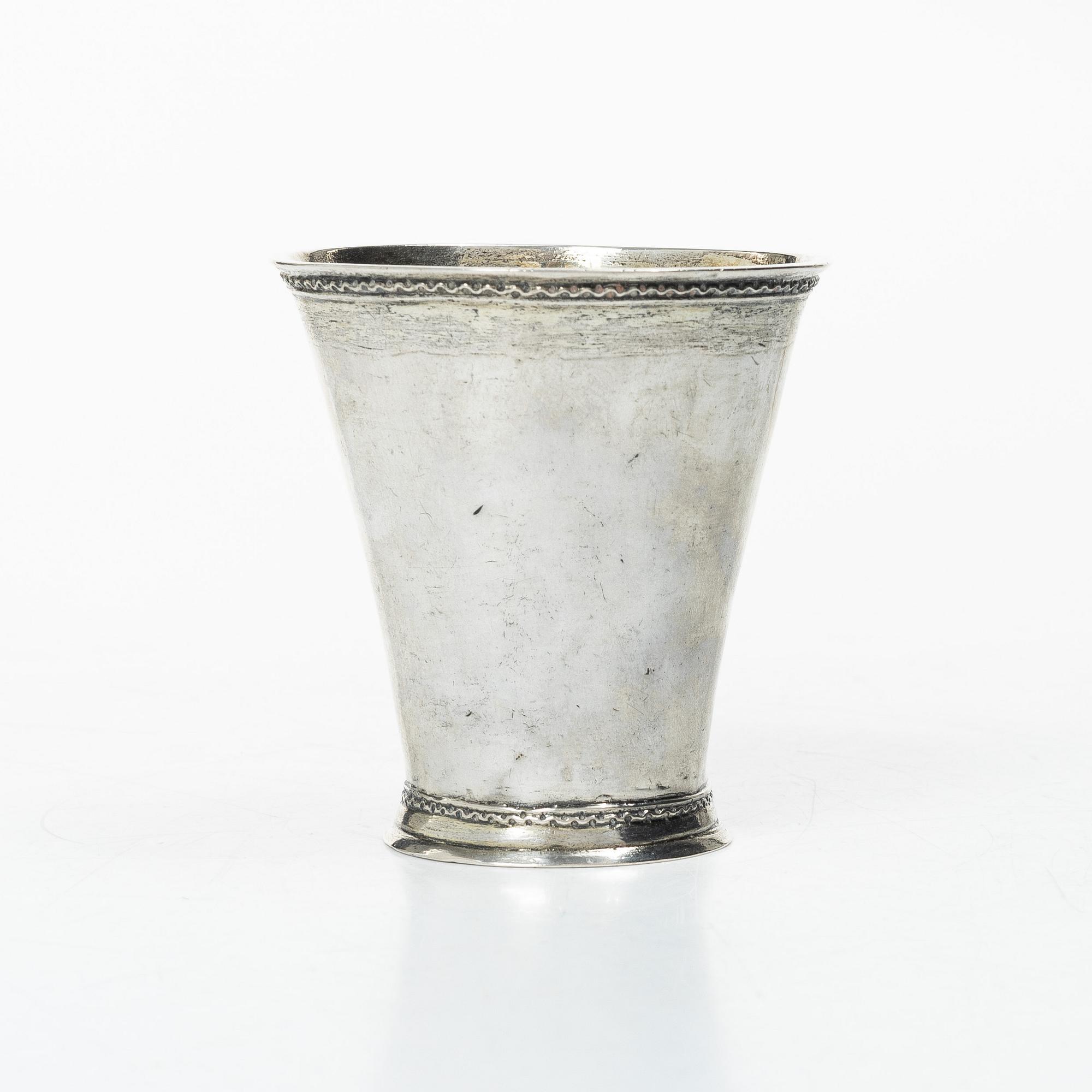 A Swedish silver Baroque beaker, mark of Anders Wibeck, Borås, 1728.