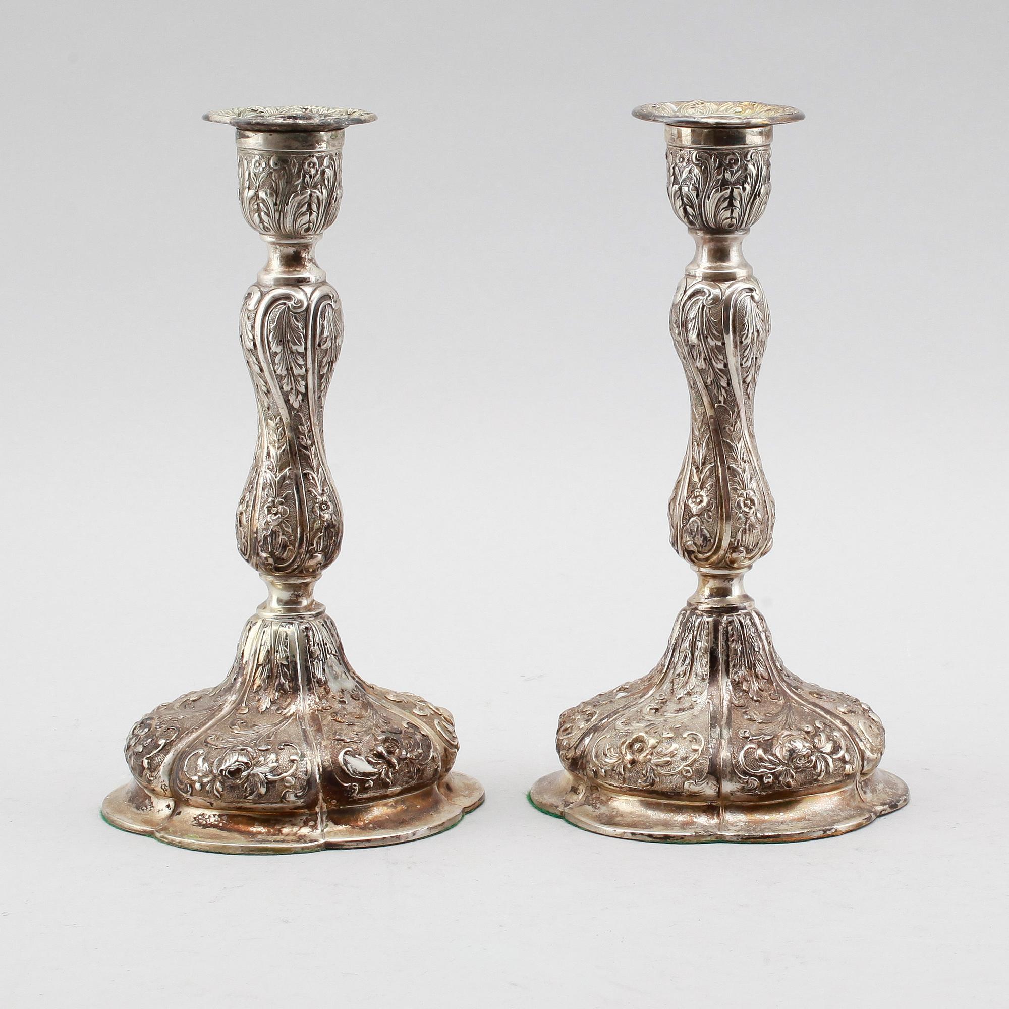 LJUSSTAKAR, 1 par, silver 830, 1900-talets första hälft.