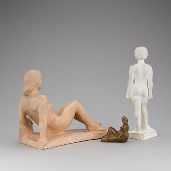 DAVID WRETLING, skulpturer 3 st, varav två numrerade 6/10 och 7/25.