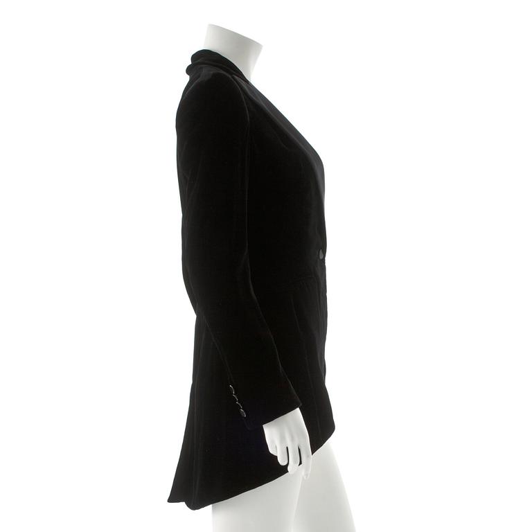 RALPH LAUREN, a black velvet tuxedo jacket.