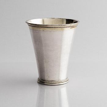 Abraham Wirgman, bägare, silver, Göteborg 1714. Senbarock.