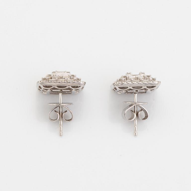 Baguette and brilliant cut diamond earrings.