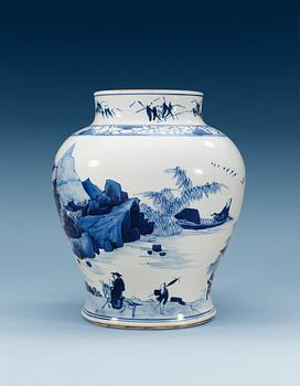 1705. A blue and white jar, Qing dynasty, Kangxi (1662-1722).
