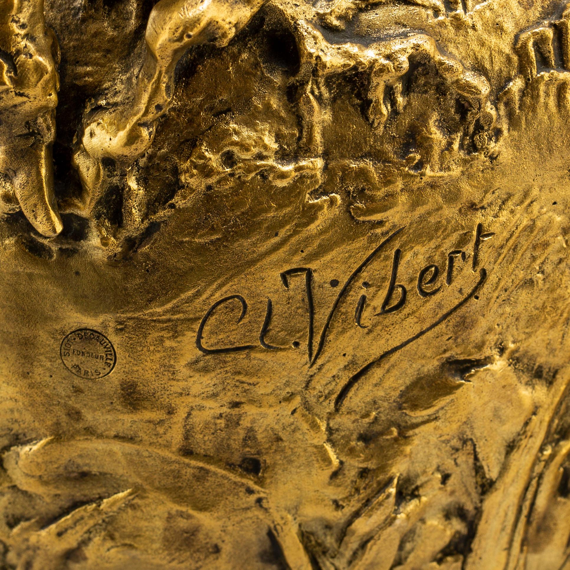 CLAUDE VIBERT, a gilt bronze "Femme pêchant" ever, Siot Decauville, Paris circa 1900.