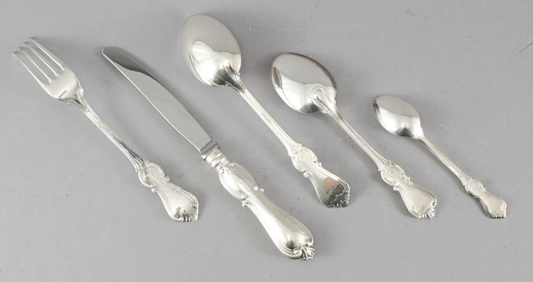 BESTICKSERVIS, 60 delar, "Olga", silver, Sverige, 1900-tal, vikt 2546 g.