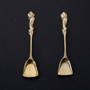 A pair of Swedish 18th century parcel-gilt silver salt cellars, mark of Jonas Berg, Stockholm 1781.