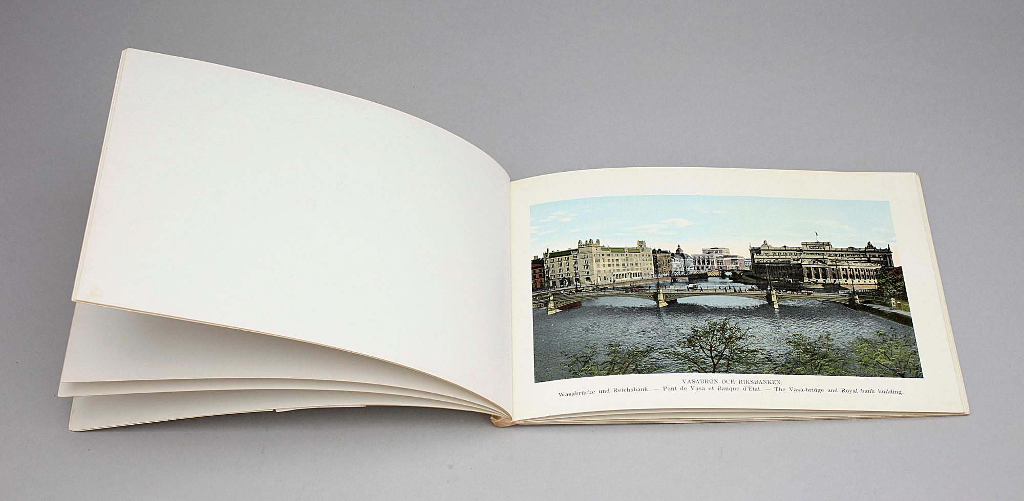 BILDALBUM, 14 st, topografi, bla "Vyer från Stockholm", sent 1800-tal till 1900-talets mitt.