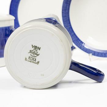 Hertha Bengtson, Dinner service, 55 pieces, porcelain, “Koka Blå”, Rörstrand.