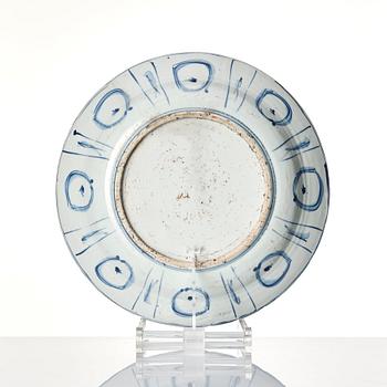 A blue and white dish, Ming dynasty, Wanli (1572-1620).