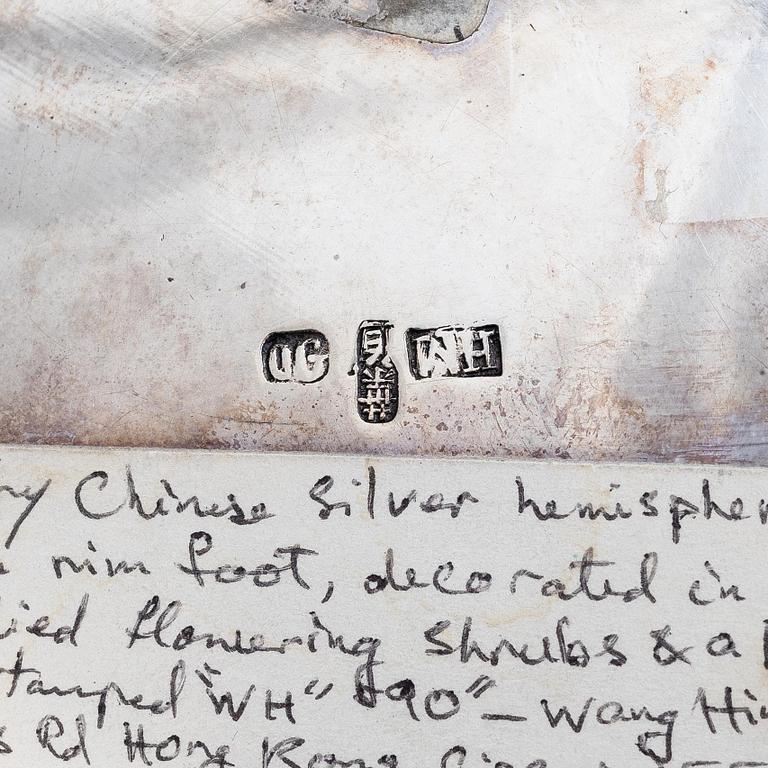 A Chinese Export silver bow, stamped WH, Wang Hing & Co. Hong Kong & Canton 1880's.