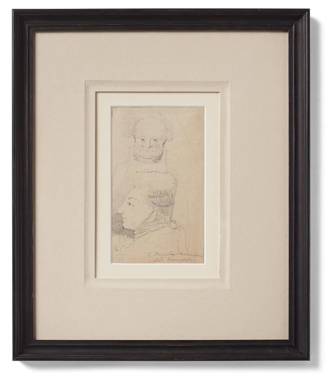 Carl August Ehrensvärd, King Gustav III and a portriat of a man, probably Rutger Macklean (1742-1816), en face.