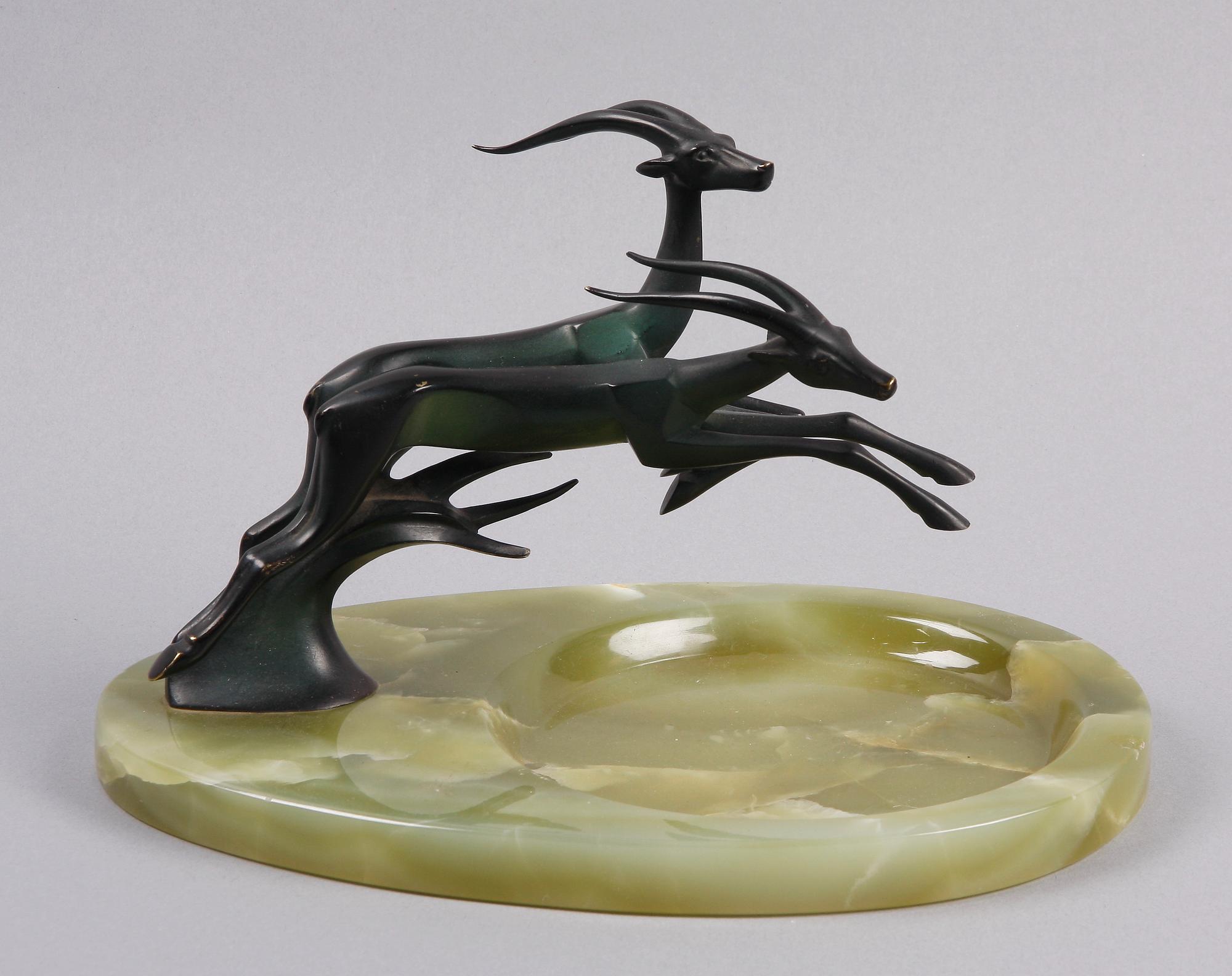 ASKFAT, brons och agat, art deco, 1930/40-tal.
